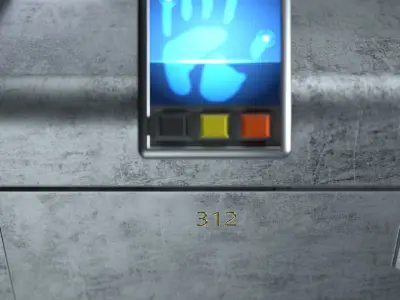 Sci-Fi Vault with fingerprint sensor Low-poly 3D model
