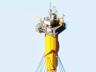 SPAR Leg Oil Rig Low-poly 3D model