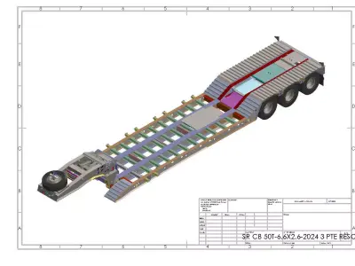 50 Tons Lowboy Semitrailer Detachable Hydraulic Neck 3D model