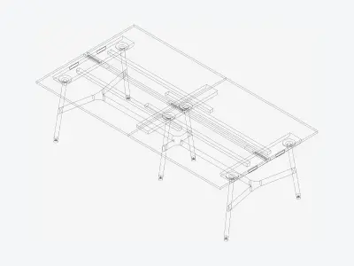 Desk - Timberline - Workstation - Dbl - Side - 4 - Person - Mid Low-poly 3D model