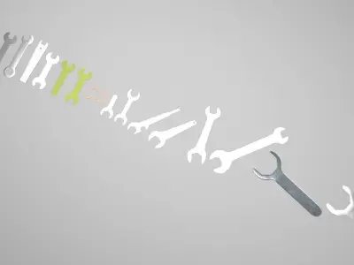 Mini Flat Wrenches Set 3D model