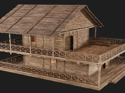 Old Wooden House 4K Textures GameReady 143 Low-poly 3D model