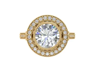 Solitaire Engagement Art Deco Ring 3D print model 77