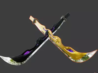 the golden sword and dark sword Low-poly 3D model