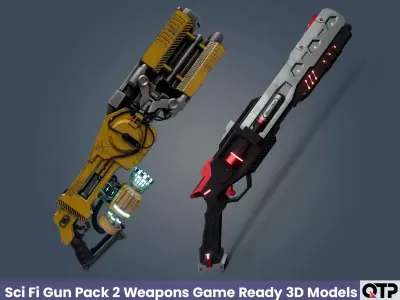 Sci Fi Gun Pack 2 Weapons Game Ready 3D Models Low-poly 3D model
