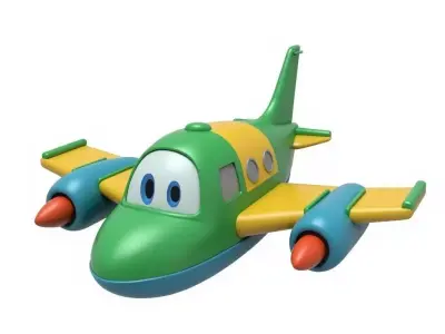 Cartoon Prop Plane Toy 3D Model Friendly Aircraft Low-poly 3D model