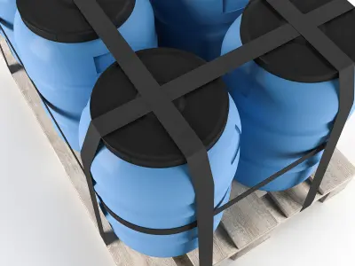 Barrel on Pallet Low-poly 3D model