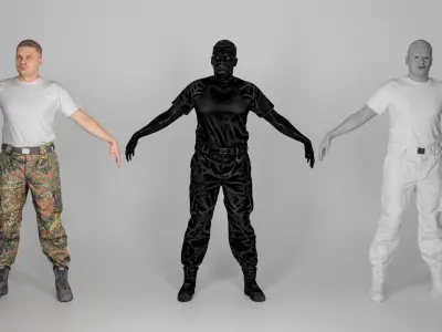 Bundeswehr soldier in white t-shirt ready for animation 255 Low-poly 3D model