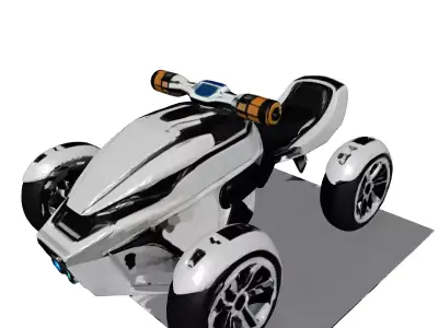 Futuristic Hoverbike Handlebar 3D Model 3D model