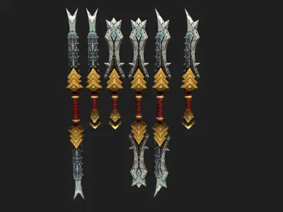 Stylized Handpainted Sword and Shield  Low-poly 3D model