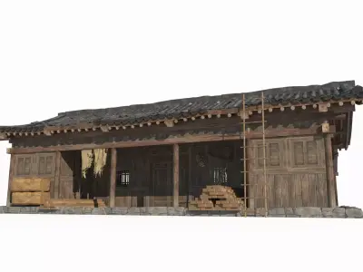 Asian ancient architecture tile shop 3D model
