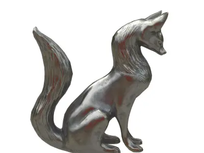 Fox metal statues Low-poly 3D model