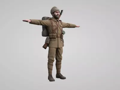  Old Turkish soldier 3D model Low-poly 3D model