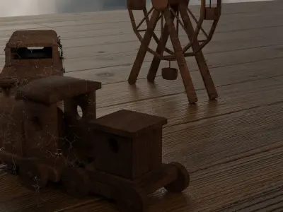 abandoned wooden toys Low-poly 3D model