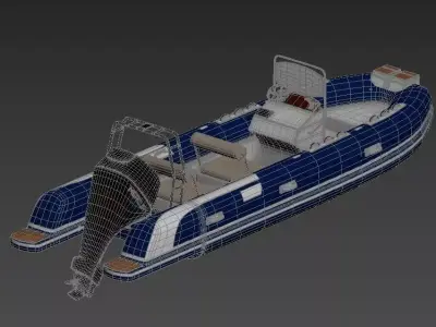 Rigid Inflatable Boat RIB with Mercury Outboard 3D model 3D model
