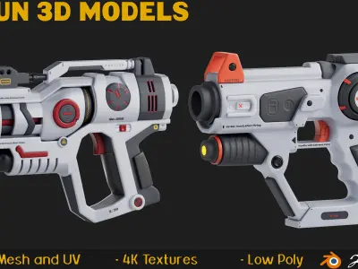 12 Gun And Weapon 3D Models Low-poly 3D model