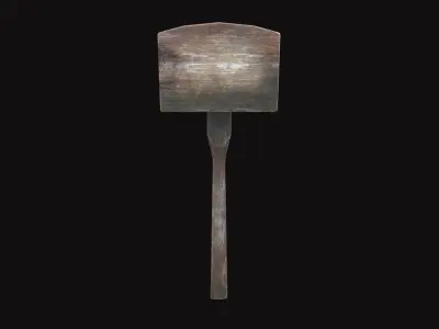 Medieval Wooden Hammer V02 Low-poly 3D model