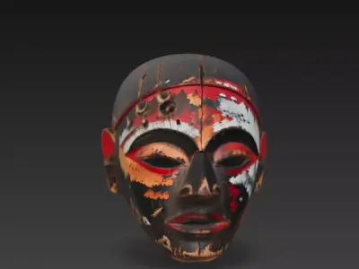 Antique Carved Tribal Mask 3D Model Low-poly 3D model