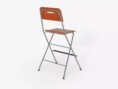 Wood  Steel Folding Bar Chair 3D model