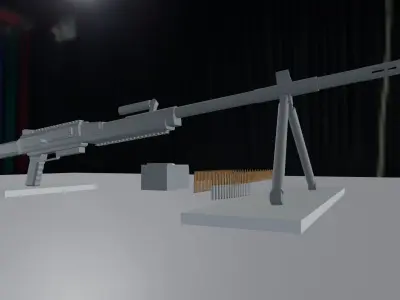 GPMG-S14 rifle on table Low-poly 3D model