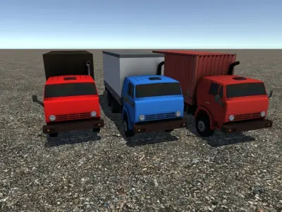 Industrial Small Truck Pack - VII Low-poly 3D model