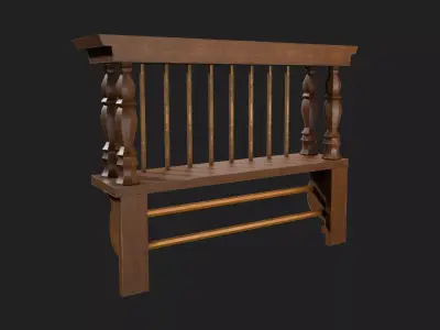 Wooden Wall Shelf Rack Low-poly 3D model