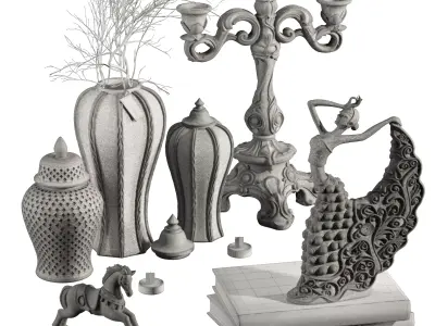 Classic Decorative Vintage Decor Set 3D model