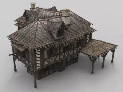 Medieval house fantasy 18 Low-poly 3D model