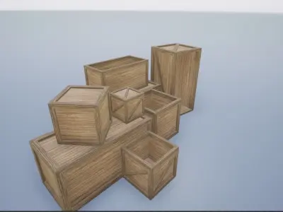 Low Poly Wooden Crates Low-poly 3D model