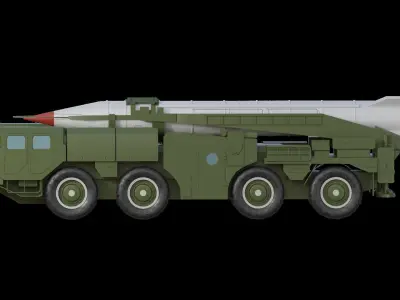 Low poly Hwasong-6 SCUD-C missile launcher 3D model