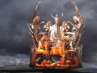 Gold Underworld throne 3D model