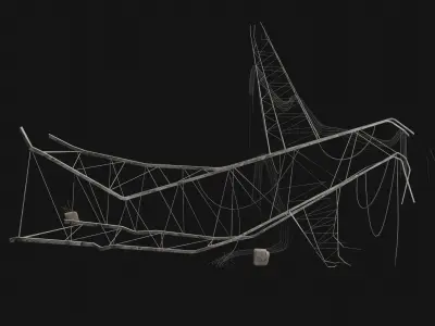POST APO HIGH VOLTAGE TOWERS MAST RUINED CONSTRUCTION COLLECTION Low-poly 3D model