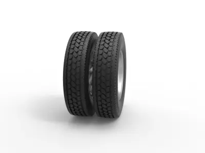 Rear custom wheel of semi truck Version 7 Scale 1 to 25 3D print model