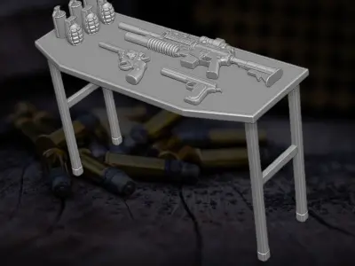 Armory Table Playset 3D printable files for Action Figures 3D print model