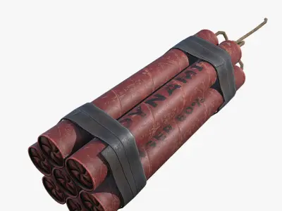 Dynamite grenade with rope Low-poly 3D model