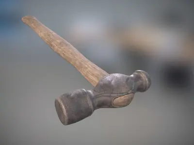 Ball Peen Hammer PBR  Free 3D model