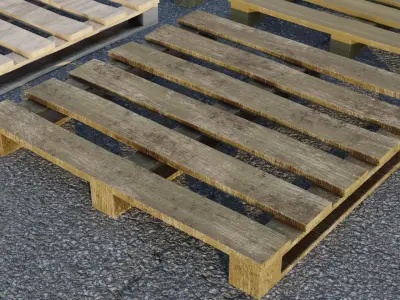 Pallets PBR game ready set of wooden Low-poly 3D model