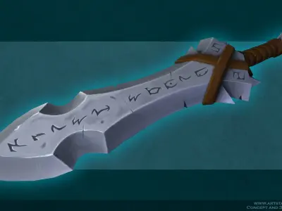 Hand-painted Barbarian Sword Low-poly 3D model