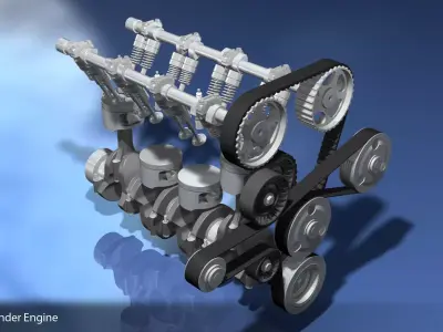 Engine Inline Four-Cylinder 3D model