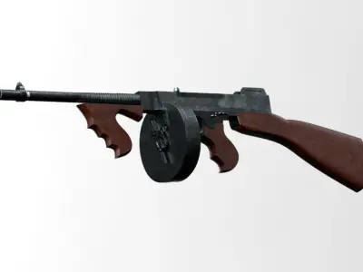 Thompson machine gun v2 Low-poly 3D model
