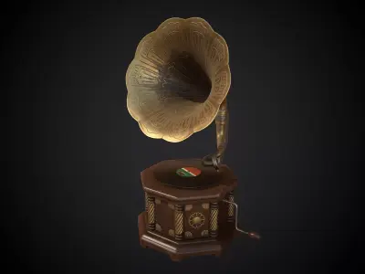 Antique Gramophone Player Low-poly 3D model