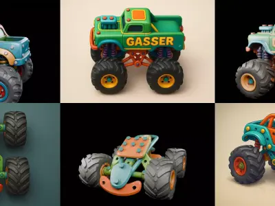 Monster Truck bundle 1 pack 100 glb 3D model