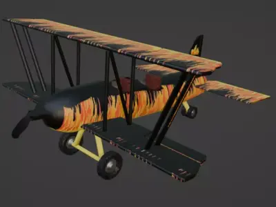 Fireplane Low-poly 3D model