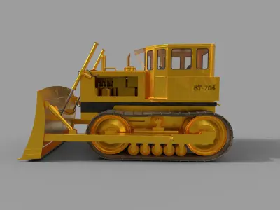 3D Bulldozer Low Poly Low-poly 3D model