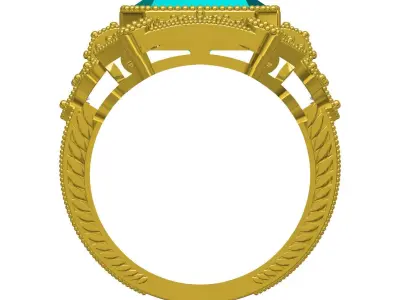 Vintage Art Deco Style Ring 2 3D print model