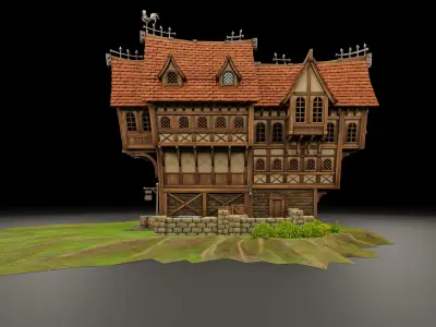 STYLIZED MEDIEVAL BUILDING 05 PRINT READY Low-poly 3D model