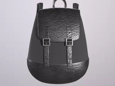 Backpack leather Low-poly 3D model