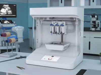 3D Bioprinter With Tissue Samples 3D model