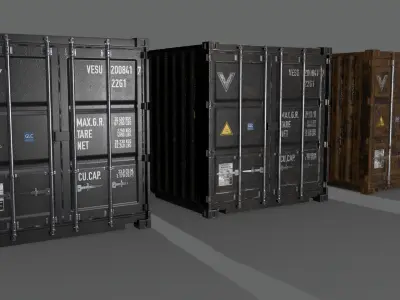 PBR 20 ft Shipping Cargo Container Version 2 - Black Low-poly 3D model