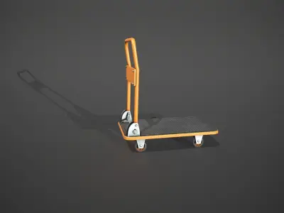 Folding Platform Truck - Trolley - Orange Low-poly 3D model